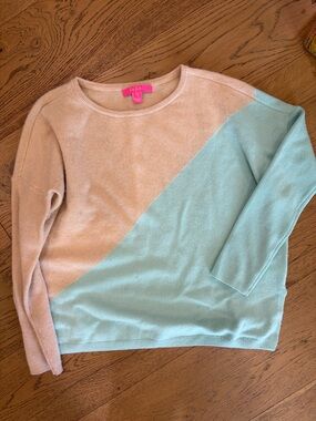 Lilly Pulitzer Two-Tone Scoop Neck Sweater in Pink and Aqua